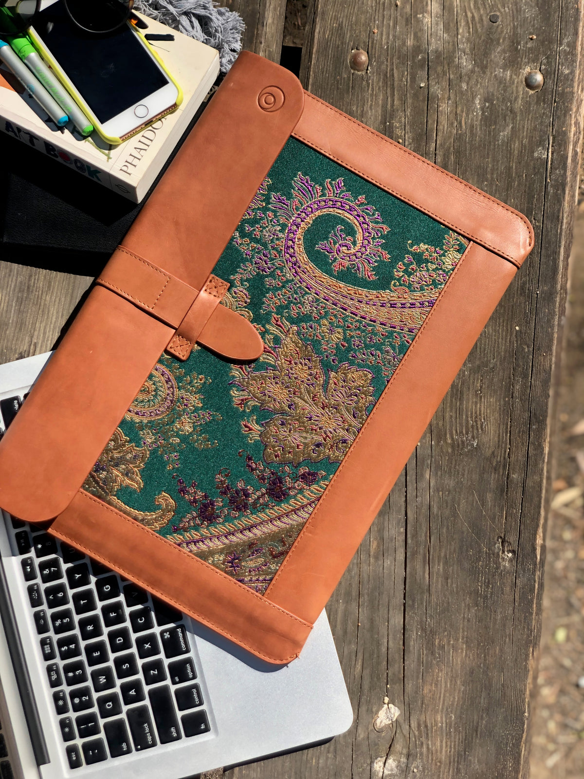 Handmade Leather MacBook Sleeve & Charger Bag | Personalized Laptop Case for MacBook Pro/Air 13" 15" 16" | Waterproof Laptop Folio
