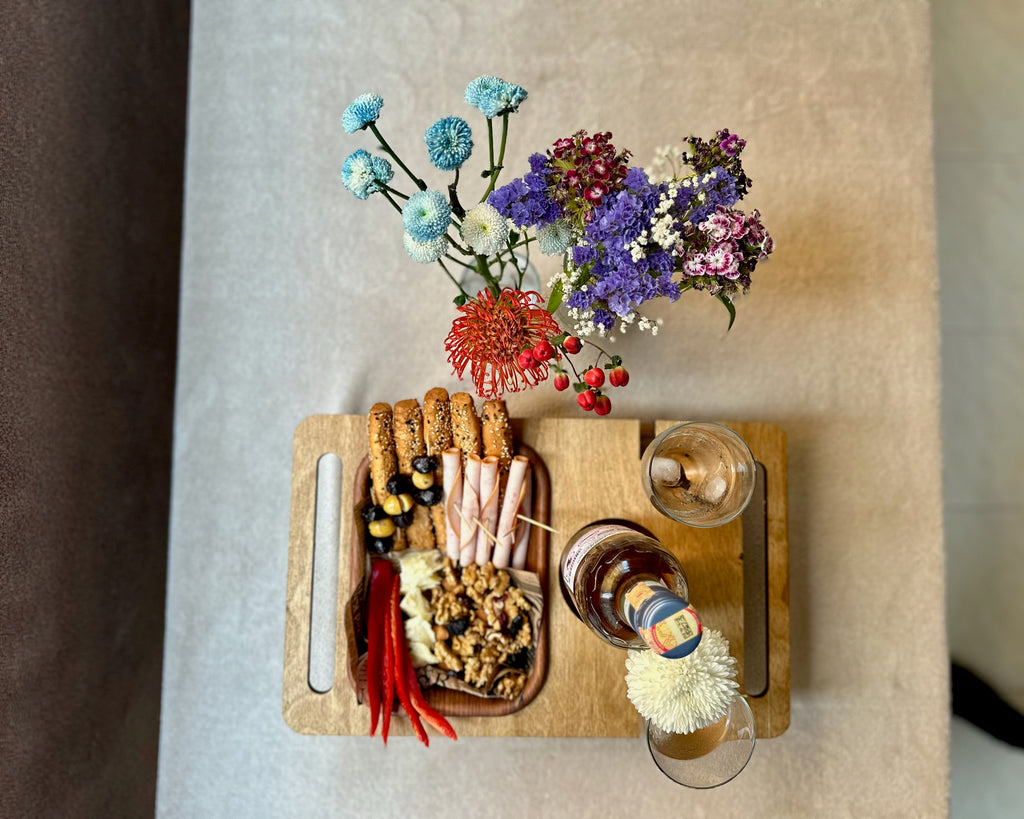 Personalized Wooden Couch Tray – Sofa Armrest Table, Snack & Drink Organizer