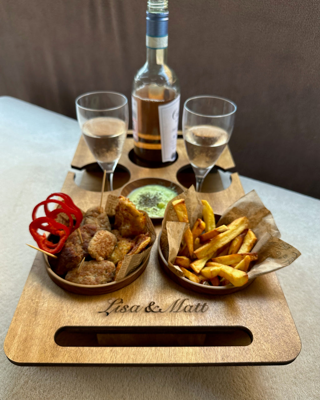 Personalized Couch Tray – Custom Wooden Sofa Armrest Organizer & Gift for Him