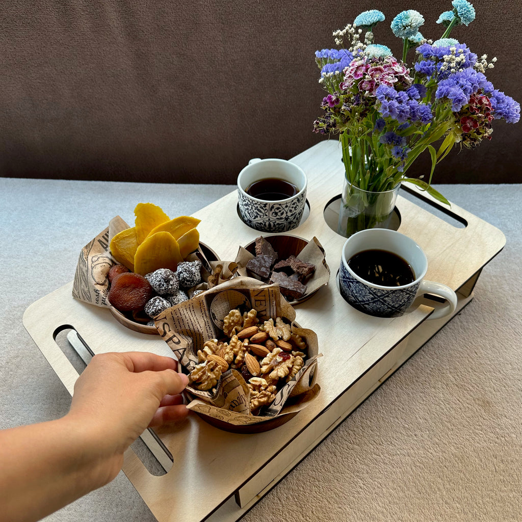 Personalized Couch Tray – Custom Wooden Sofa Armrest Organizer & Gift for Him