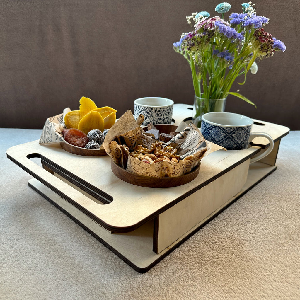 Personalized Couch Tray – Custom Wooden Sofa Armrest Organizer & Gift for Him