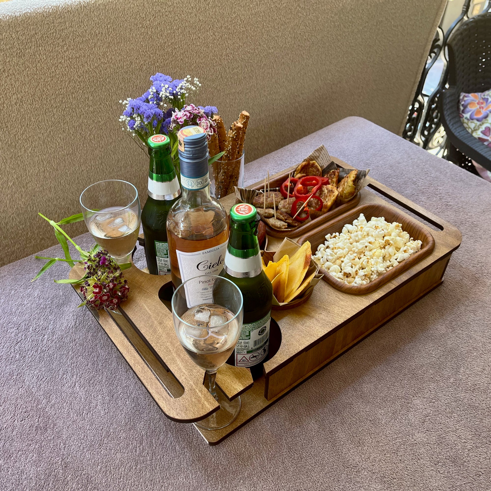 Personalized Couchbar – Wooden Sofa Tray & Snack Bar