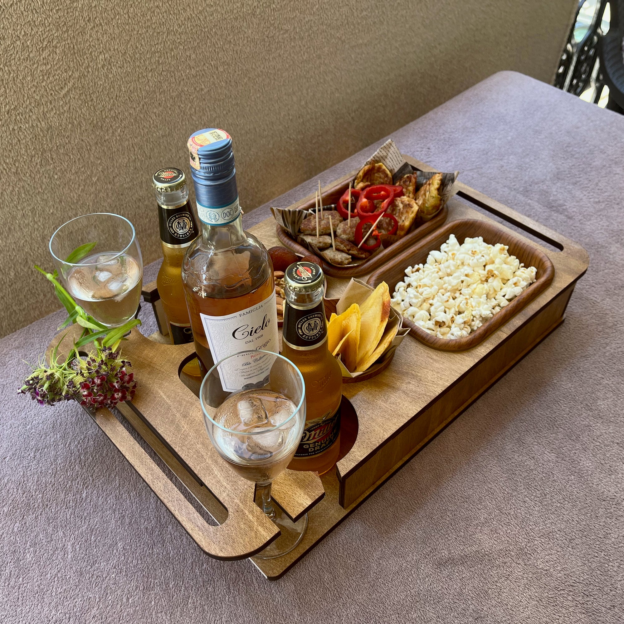 Personalized Couchbar – Wooden Sofa Tray & Snack Bar