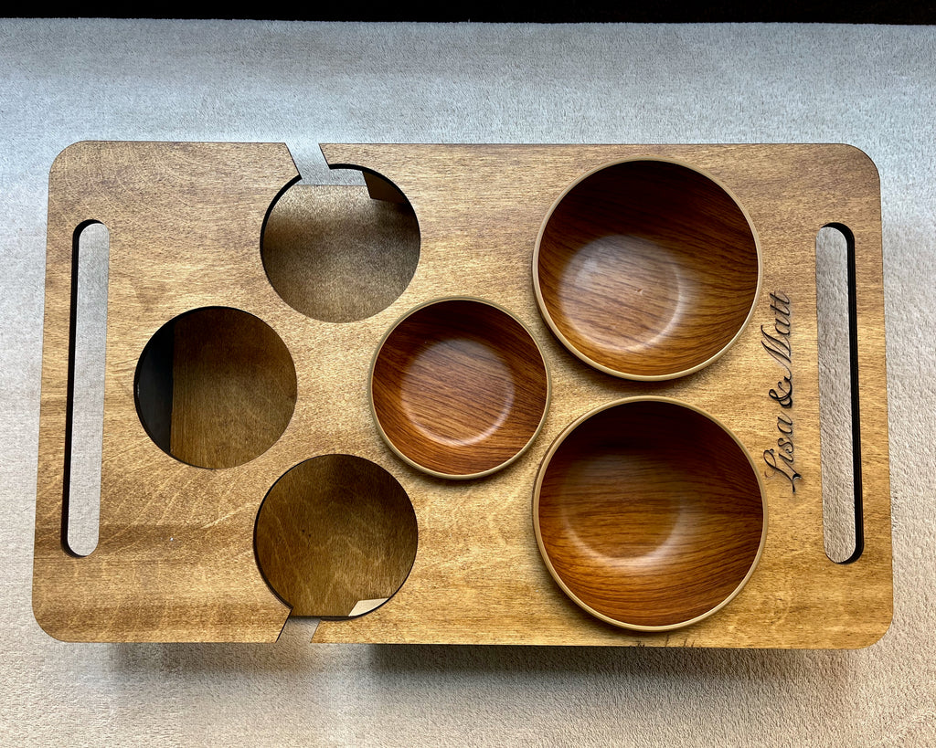 Personalized Couch Tray – Custom Wooden Sofa Armrest Organizer & Gift for Him