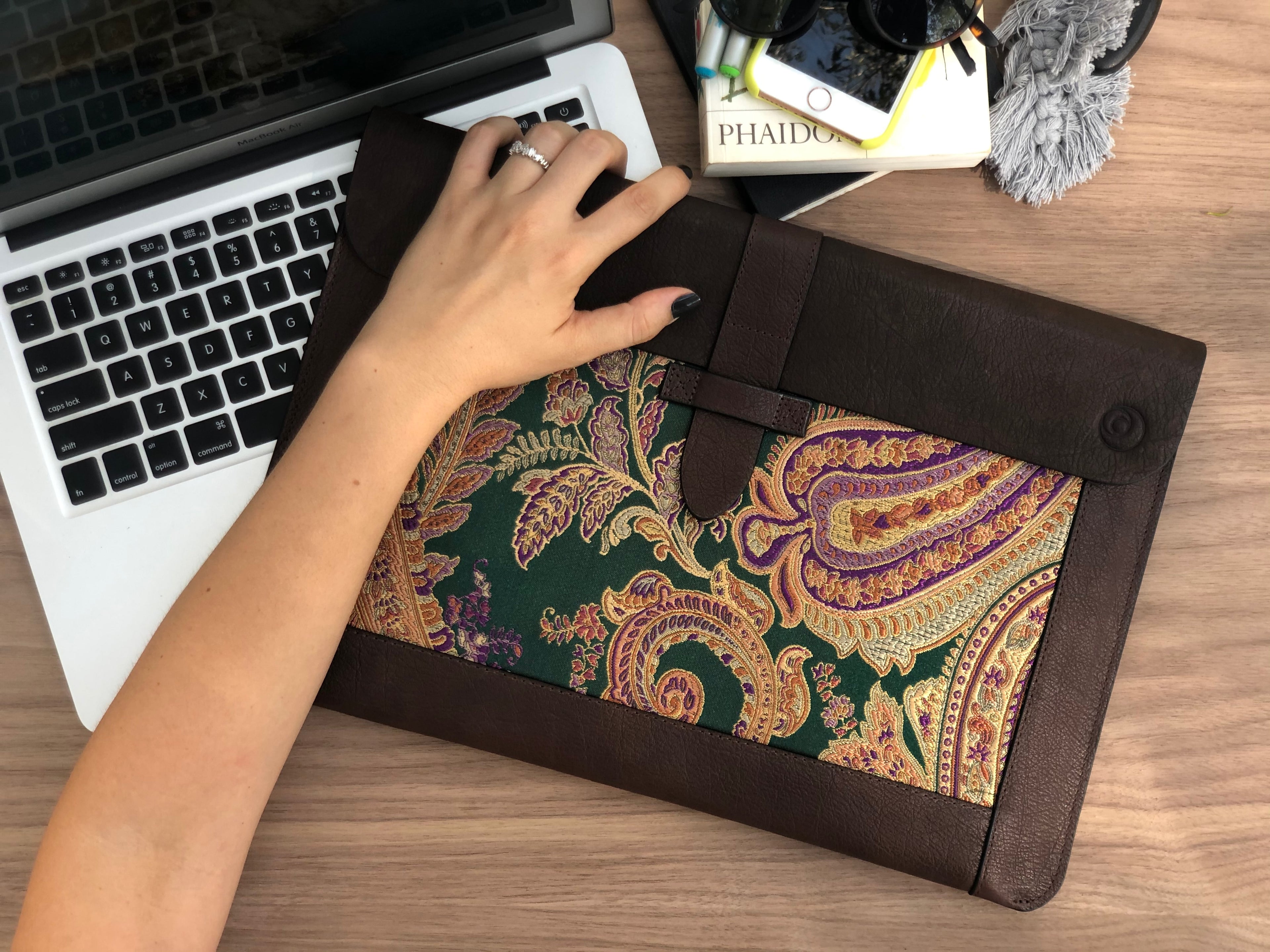 Handmade Leather MacBook Sleeve & Charger Bag | Personalized Laptop Case for MacBook Pro/Air 13" 15" 16" | Waterproof Laptop Folio