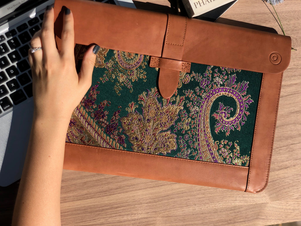 Handmade Leather MacBook Sleeve & Charger Bag | Personalized Laptop Case for MacBook Pro/Air 13" 15" 16" | Waterproof Laptop Folio