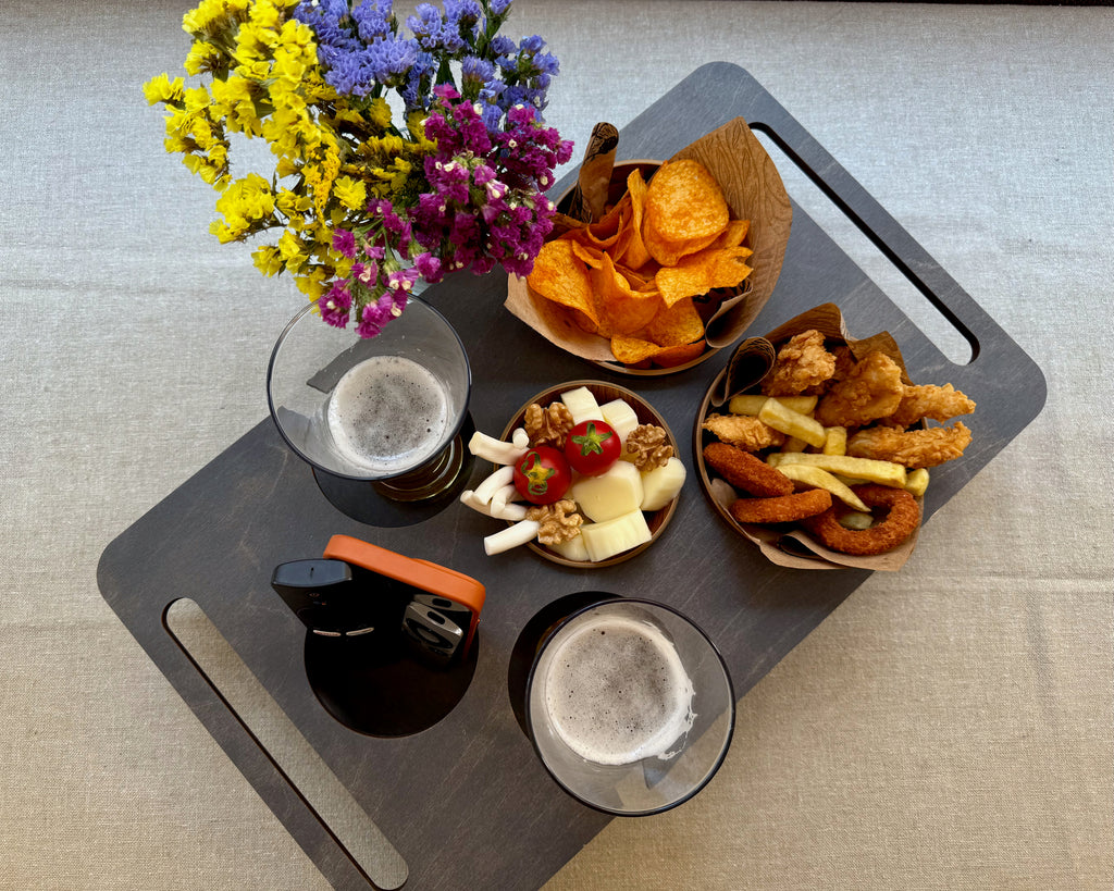 Personalized Couch Tray – Custom Wooden Sofa Armrest Organizer & Gift for Him