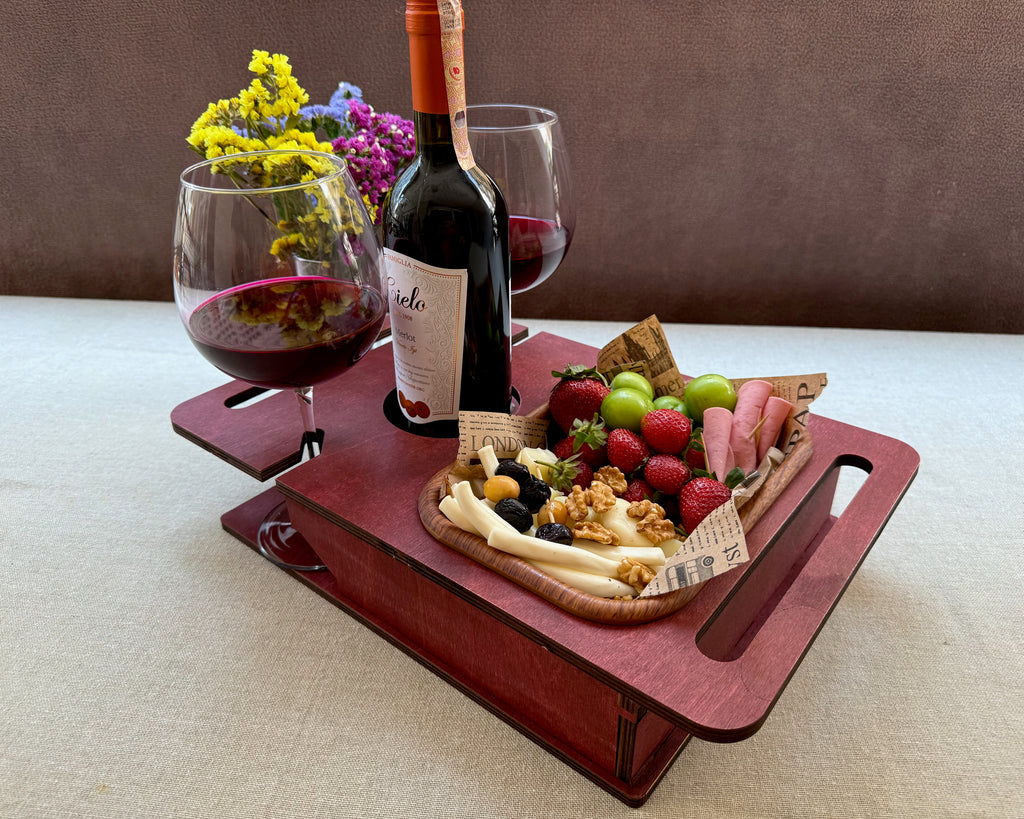 Personalized Wooden Couch Tray – Sofa Armrest Table, Snack & Drink Organizer