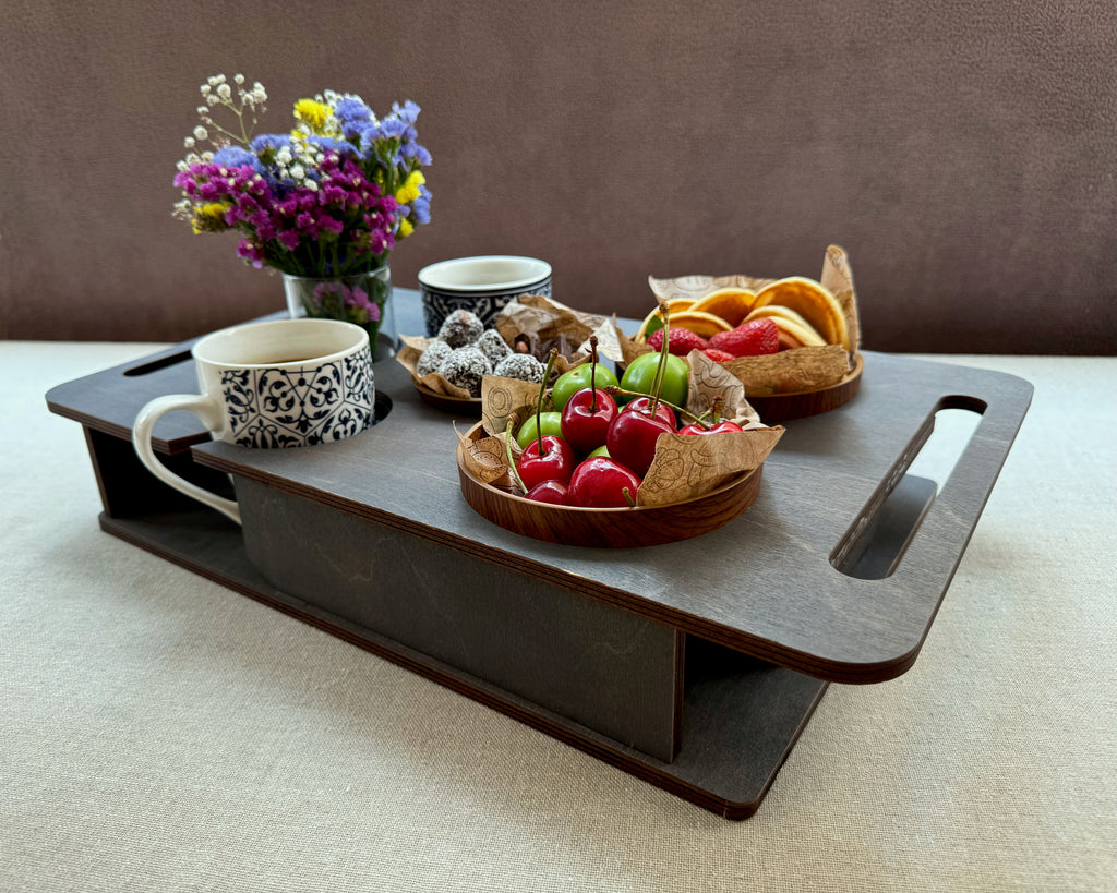 Personalized Couch Tray – Custom Wooden Sofa Armrest Organizer & Gift for Him