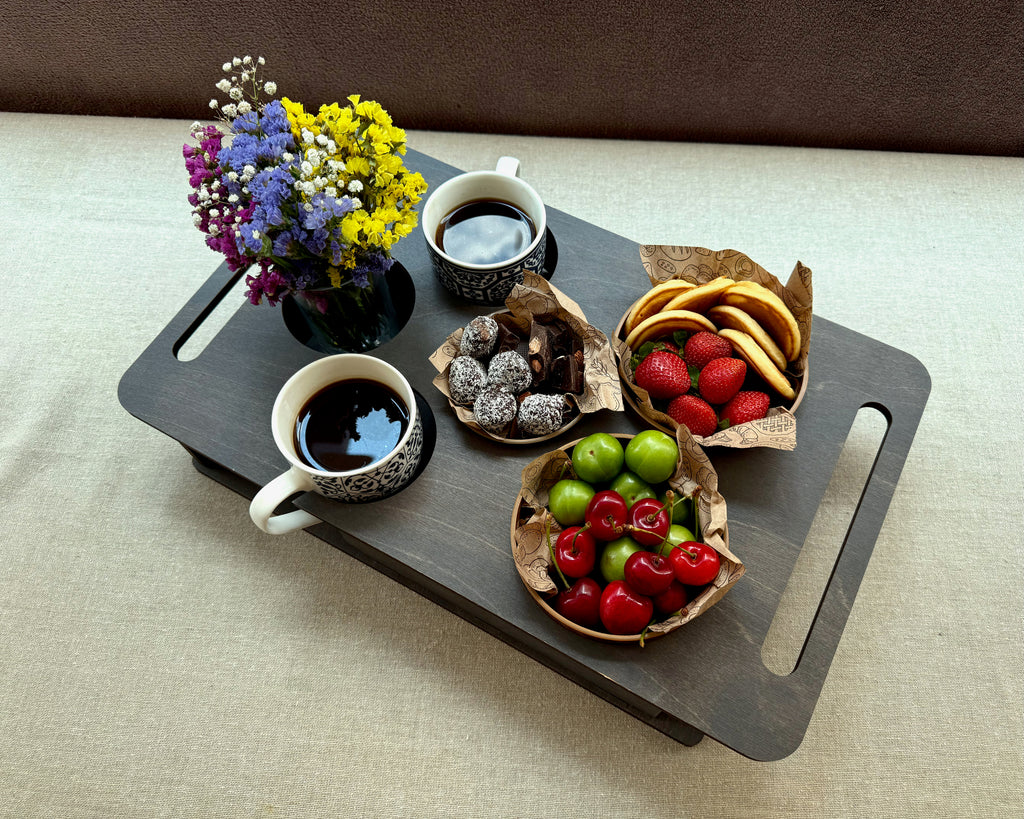 Personalized Couch Tray – Custom Wooden Sofa Armrest Organizer & Gift for Him