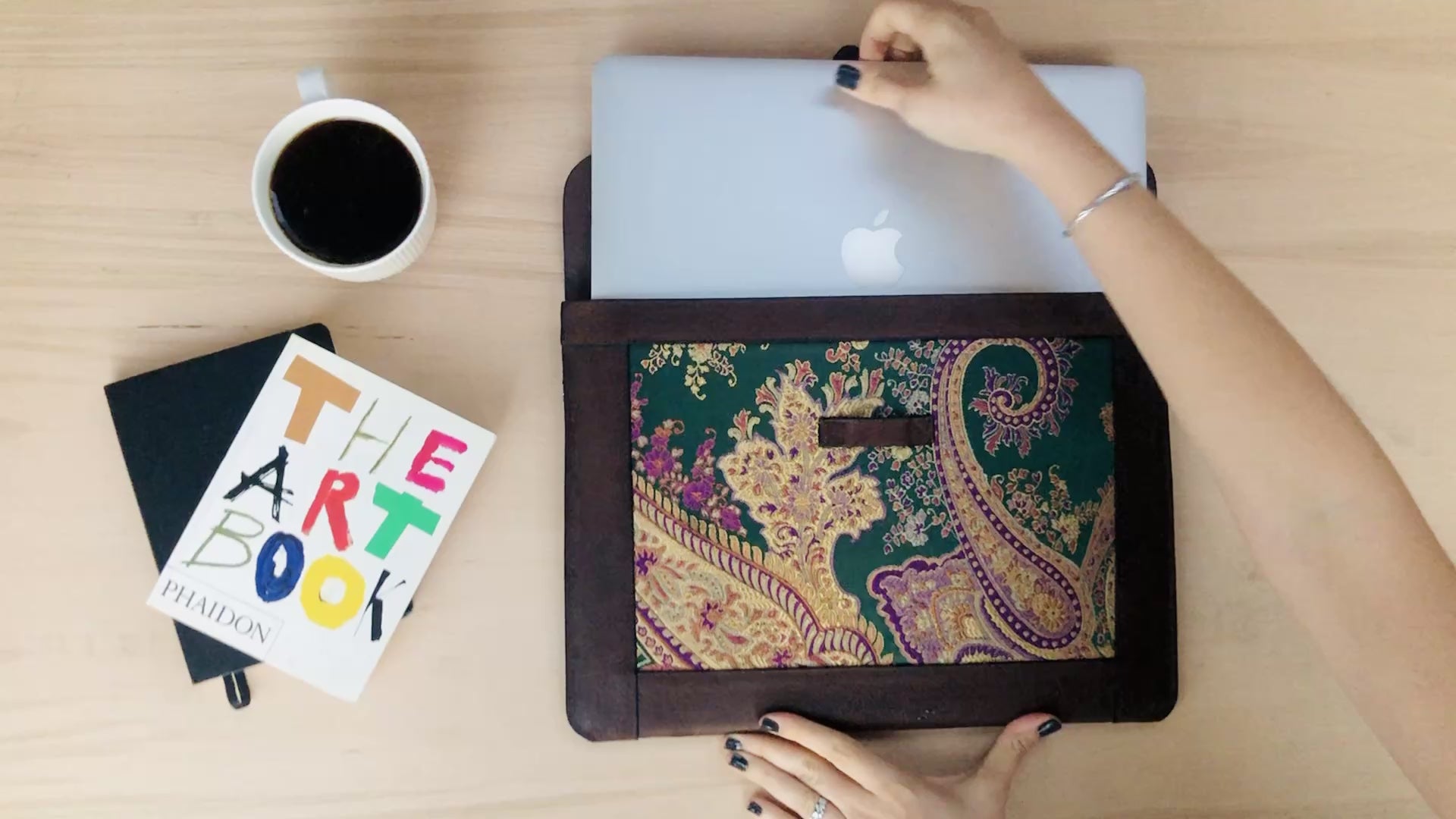 Purple Silk MacBook Sleeve & Charger Bag | Handmade Leather Laptop Case | Personalized Laptop Set | 13” 15” 16” | Brown or Camel